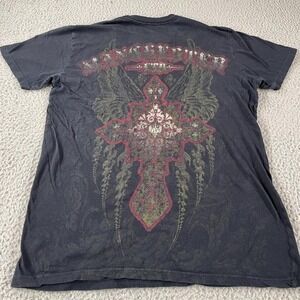 Manchester Ltd Grunge Black T Shirt Size Large Fits Medium 2000s y2k cross Wings